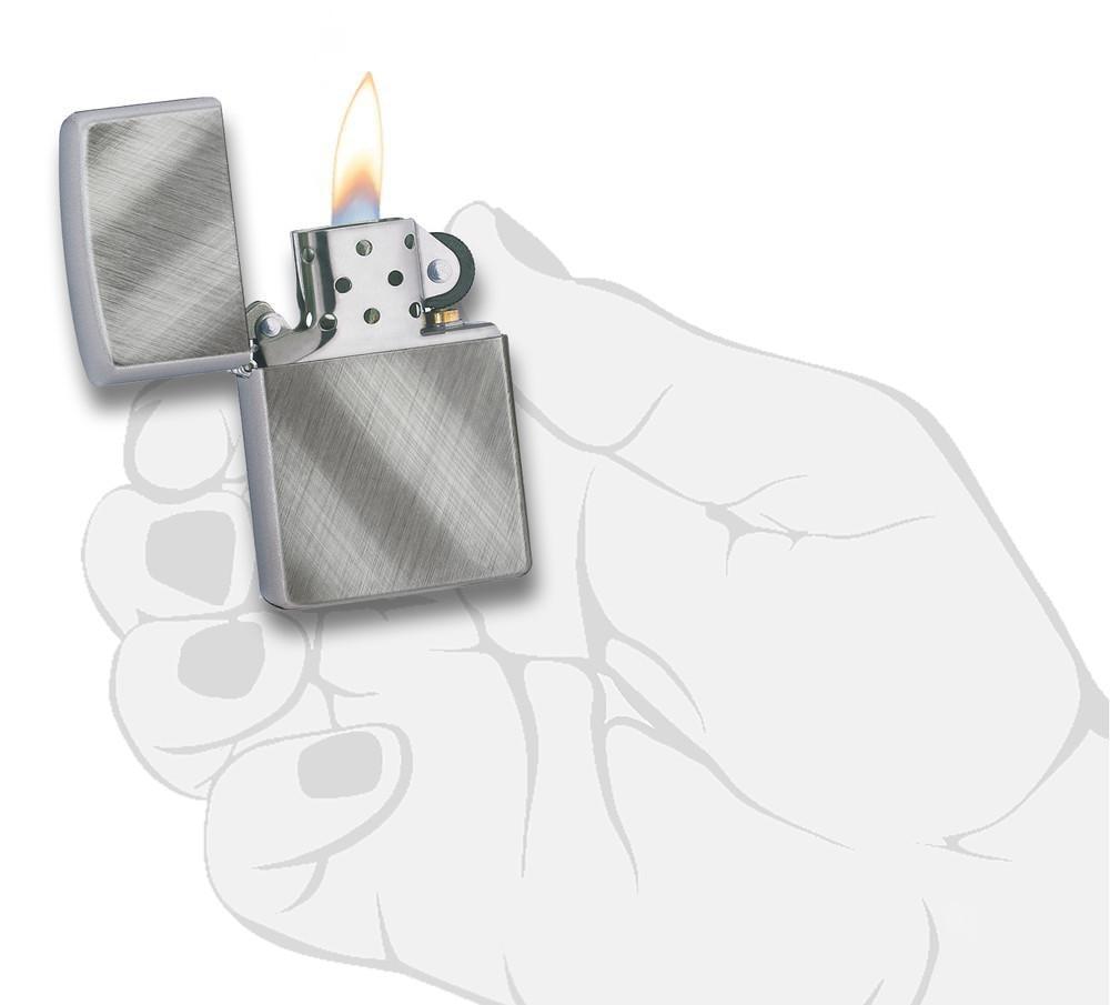 Zippo Diagonal Weave Brushed Chrome Pocket Lighter Zippo